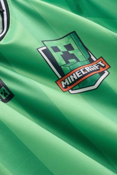 Kinder Buben - Minecraft - Kurzarmshirt - gestreift - grün