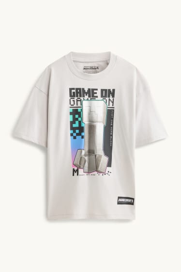 Kinder Buben - Minecraft - Kurzarmshirt - hellgrau