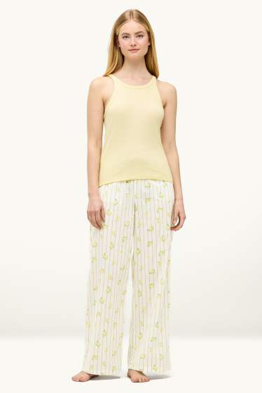 Damen - Pyjama - gemustert - gelb
