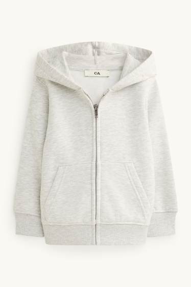 Kinderen: jongens - Sweatvest met capuchon - lichtgrijs