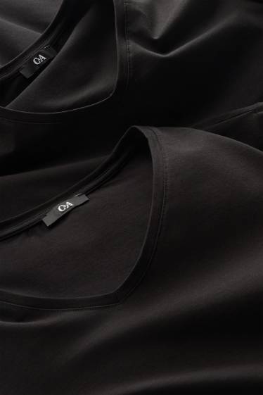 Femmes - Lot de 2 - T-shirts avec encolure en V - LYCRA® - noir