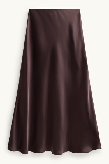 Damen - Satin-Rock - braun