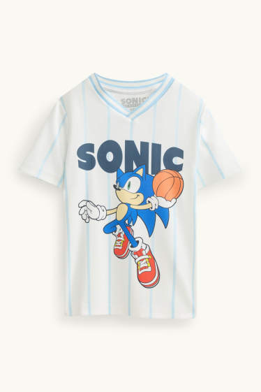 Kinder Buben - Sonic - Kurzarmshirt - gestreift - weiß
