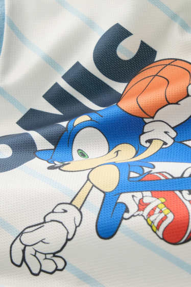 Kinder Buben - Sonic - Kurzarmshirt - gestreift - weiß