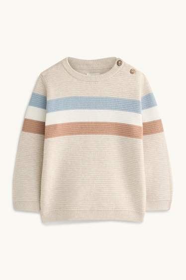 Baby Buben - Baby-Pullover - gerippt - gestreift - beige