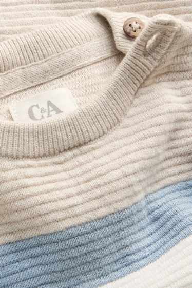 Baby Buben - Baby-Pullover - gerippt - gestreift - beige
