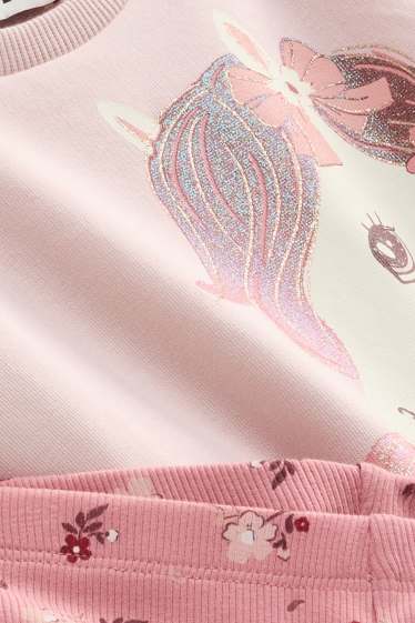 Dzieci dziewczynki - Pony - Zestaw - bluza i legginsy - efekt połysku - jasnoróżowy