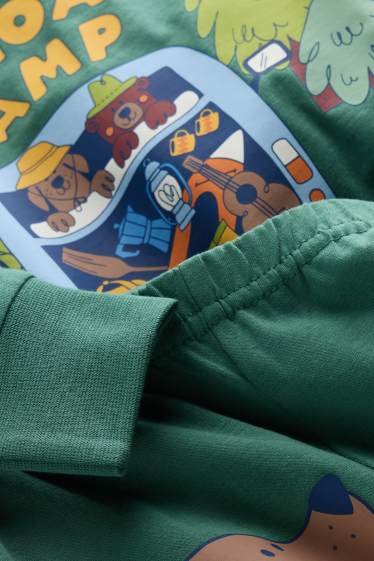 Enfants garçons - Ours, chien et camping - pyjama - 2 pièces - vert foncé