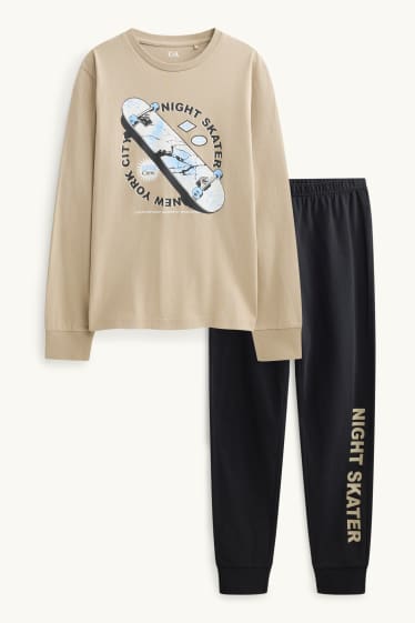 Kinder Buben - Skater - Pyjama - 2 teilig - schwarz