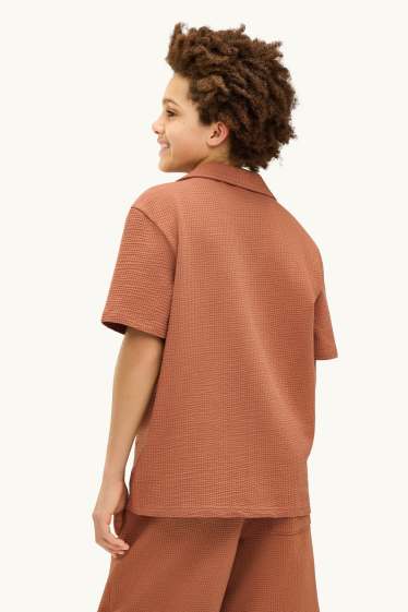Children Boys - Palms - shirt - textured - brown