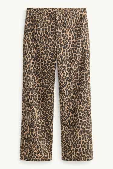 Copii - Fete - Wide leg jeans - cu model - maro