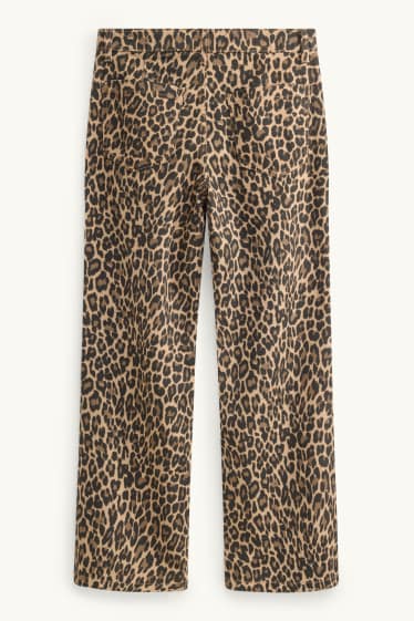 Copii - Fete - Wide leg jeans - cu model - maro