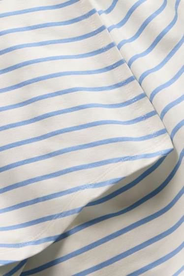 Dames - Voedings-T-shirt - gestreept - wit / blauw