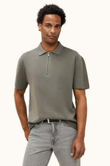 Herren - Strick-Poloshirt - Regular Fit - grün