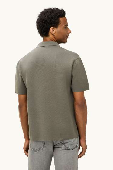 Herren - Strick-Poloshirt - Regular Fit - grün