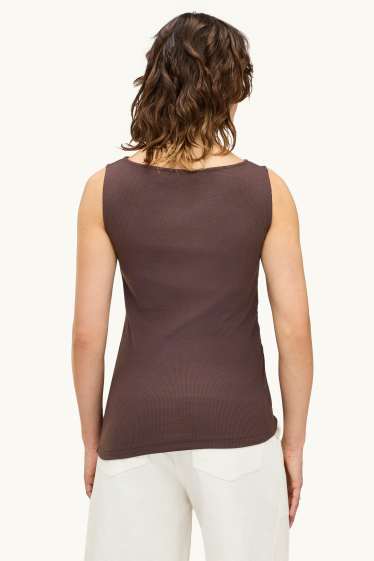 Damen - Top - gerippt - dunkelbraun
