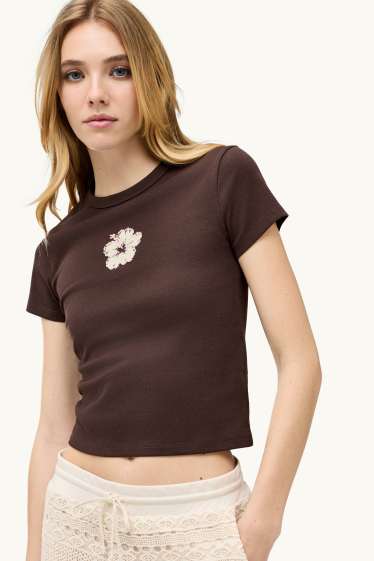 Mujer - Camiseta - regular fit - marrón