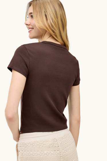 Mujer - Camiseta - regular fit - marrón