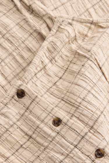 Dames - Fit & flare-jurk - geruit - beige