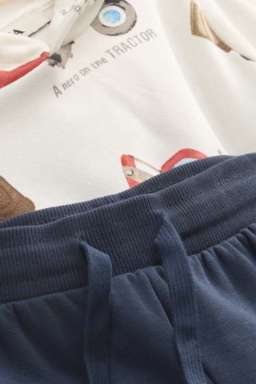 Kinder Buben - Baufahrzeug - Set - Hoodie und Jogginghose - 2 teilig - dunkelblau / cremeweiß