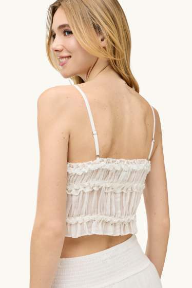 Dona - Samarreta sense mànigues crop - texturada - blanc