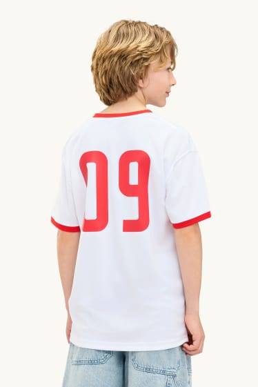 Kinder Buben - Kroatien - Kurzarmshirt - weiß / rot