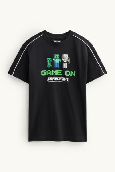 Kinder Buben - Minecraft - Kurzarmshirt - schwarz