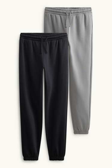 Kinder Jungen - Multipack 2er - Jogginghose - schwarz / grau