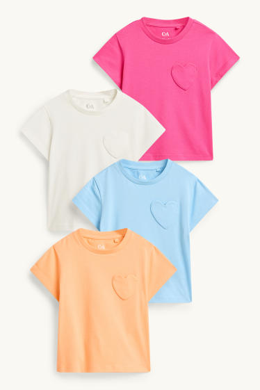 Bambine - Cuore - confezione da 4 - maglia a maniche corte - bianco