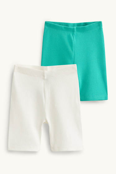 Nena - Paquet de 2 - pantalons ciclista - acanalats - blanc/turquesa