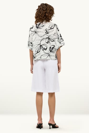 Donna - Bermuda con cintura - vita alta - bianco