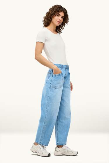 Donna - Barrel jeans - vita alta - jeans azzurro