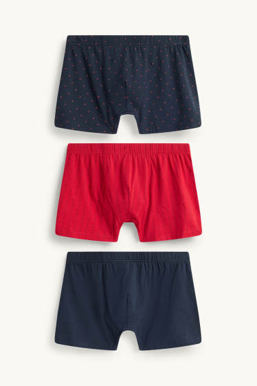 Bărbați - Multipack 3 perechi - chiloți boxer - roșu