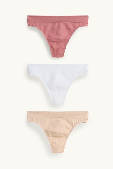 Dona - Paquet de 3 - tanga - sense costures - rosa/beix
