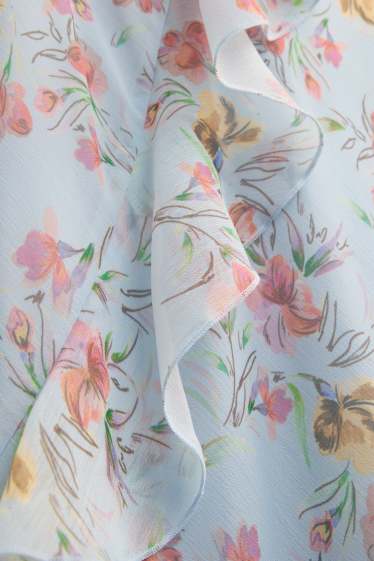 Femmes - Robe fit & flare avec encolure en V - à fleurs - bleu clair