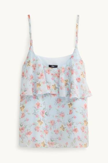 Women - Chiffon blouse top - floral - light blue