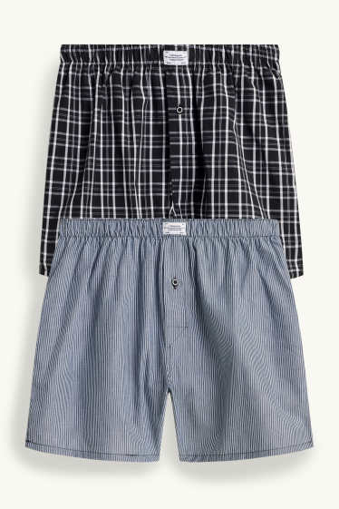 Herren - Multipack 2er - Boxershorts - gewebt - schwarz / weiß