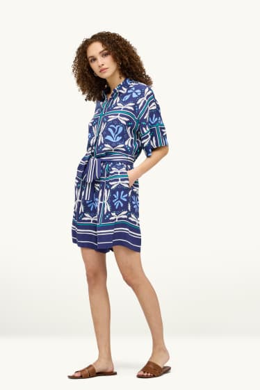 Dames - Short - high waist - met patroon - blauw