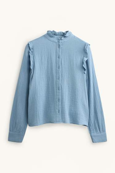 Donna - Blusa di mussola - blu