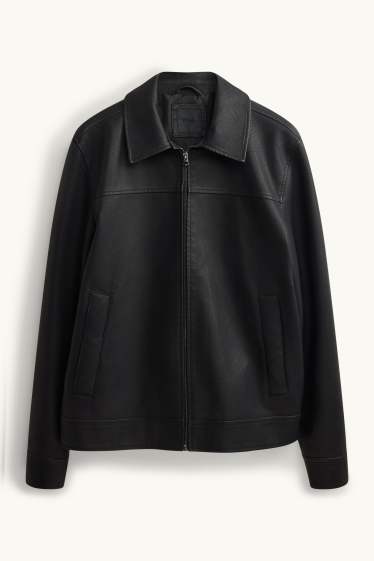 Hommes - Blouson motard - synthétique - noir