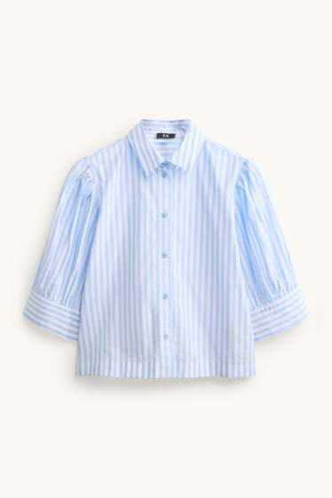 Femmes - Chemise-blouse - à rayures - blanc / bleu