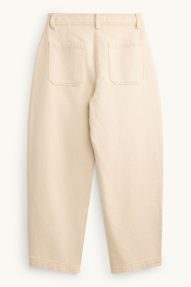Damen - Barrel Jeans - High Waist - cremefarben
