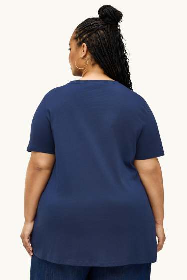 Dames - T-shirt - regular fit - donkerblauw