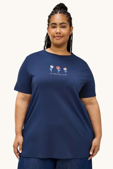 Dames - T-shirt - regular fit - donkerblauw