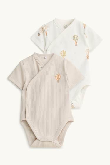 Unisex - Pack de 2 - globos - bodies para bebé - beis