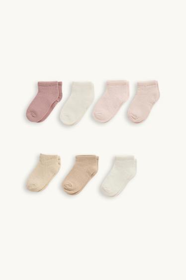Baby Girls - Multipack of 7 - baby socks - textured - light rose