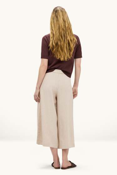 Damen - Stoffhose - Mid Waist - Wide Leg - beige
