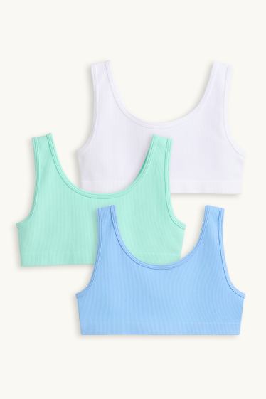 Kinder Mädchen - Multipack 3er - Bustier - gerippt - grün