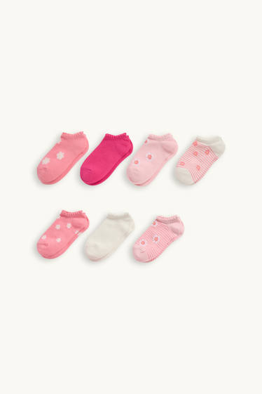 Enfants filles - Lot de 7 paires - petites fleurs - chaussettes bébé à motif - rose