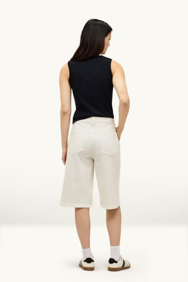 Donna - Bermuda di jeans - vita media - bianco